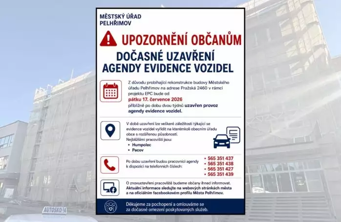 Rekonstrukce úřadu dočasně uzavře evidenci vozidel